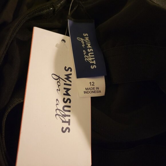 Swimsuits for All 12 Black Fringe‎ Tankini Bandeau Beach Swim Vacation Summer - Picture 4 of 9